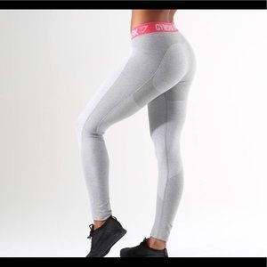 Gymshark Flex Leggings - Light Grey Marl  Pink
